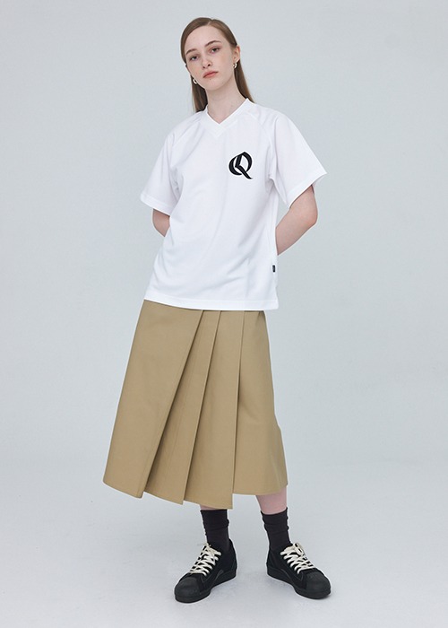 Pleats Wrap Skirt - Beige