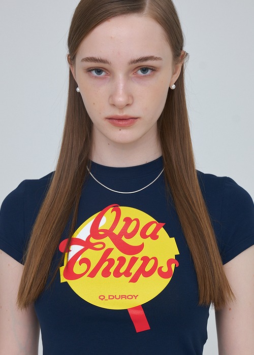Qpachups Candy Cropped T-Shirt - Navy