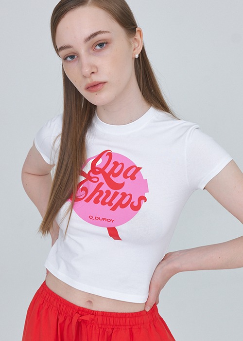 Qpachups Candy Cropped T-Shirt - White
