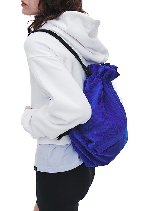 Corduroy String Backpack - Blue