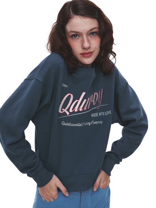 Qduroy Cropped Sweatshirt - Indigo Navy