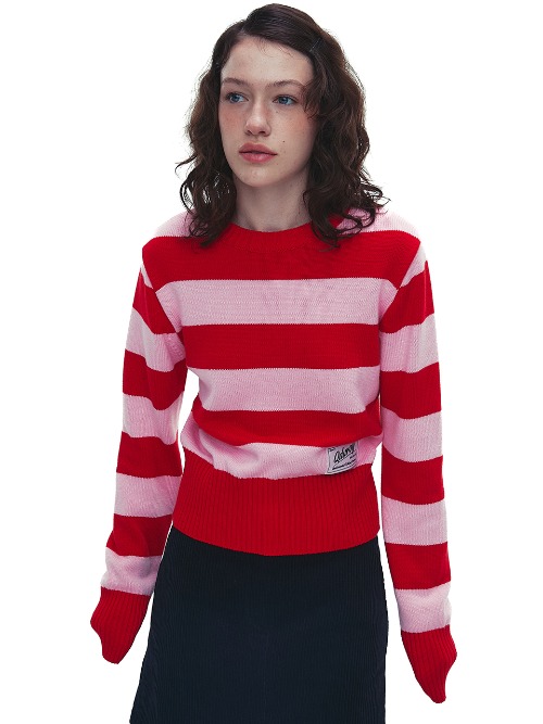 Qduroy Stripe Knit Sweater - Strawberry