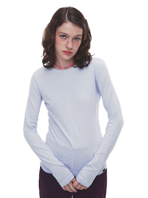 Overlock Stitch Long Sleeve T-Shirt - Cool Grey